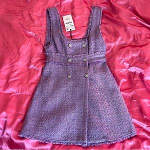 Zara purple tweed mini dress with crystal buttons 💜